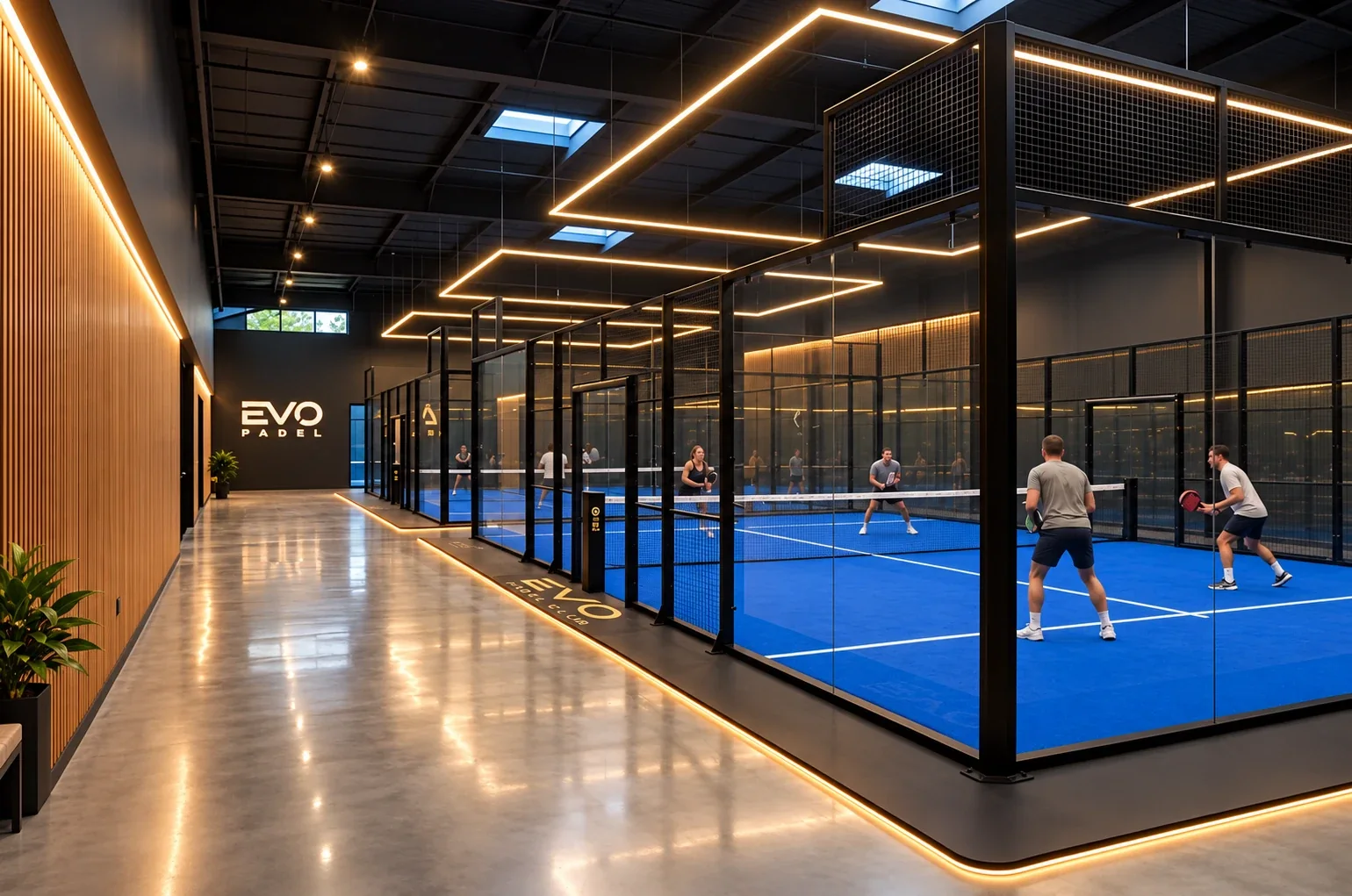 EVO play amenity concept: padel doubles on an EVO court